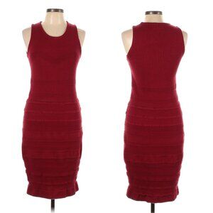 Rachel Roy Collection Red Cable Knit Sweater Dress Minimalist Cozycore Holiday
